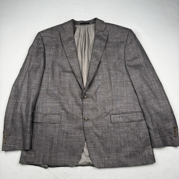 Westport Black Sport Coat Mens 50 Brown Check Wool Silk Linen Loro Piana